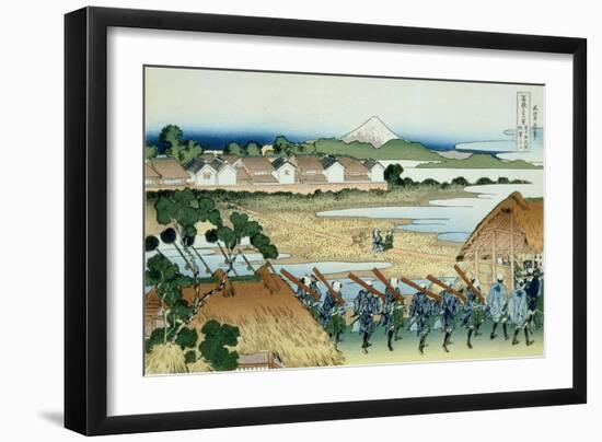 36 Views of Mount Fuji, no. 38: Pleasure District at Senju-Katsushika Hokusai-Framed Giclee Print