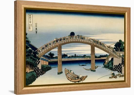 36 Views of Mount Fuji, no. 4: Through the Mannen Bridge at Fukagawa-Katsushika Hokusai-Framed Premier Image Canvas