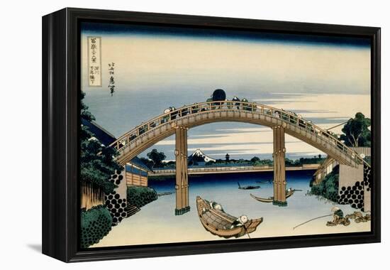 36 Views of Mount Fuji, no. 4: Through the Mannen Bridge at Fukagawa-Katsushika Hokusai-Framed Premier Image Canvas