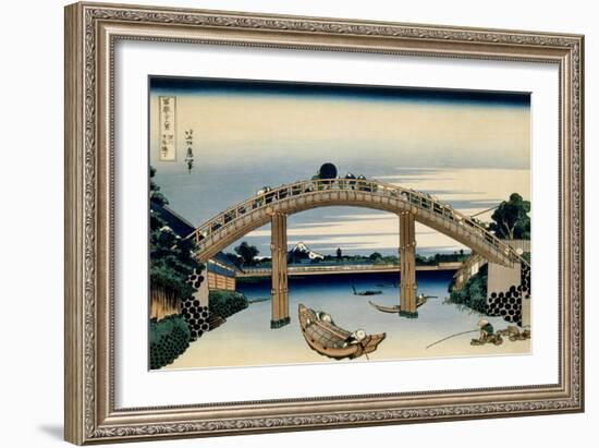 36 Views of Mount Fuji, no. 4: Through the Mannen Bridge at Fukagawa-Katsushika Hokusai-Framed Giclee Print