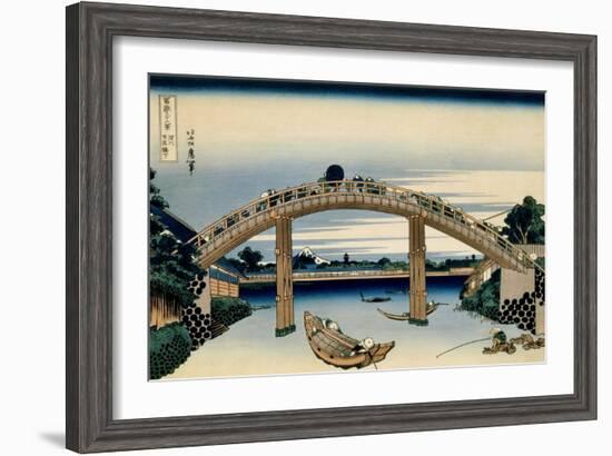 36 Views of Mount Fuji, no. 4: Through the Mannen Bridge at Fukagawa-Katsushika Hokusai-Framed Giclee Print