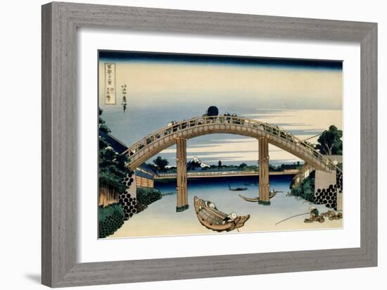 36 Views of Mount Fuji, no. 4: Through the Mannen Bridge at Fukagawa-Katsushika Hokusai-Framed Giclee Print