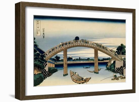36 Views of Mount Fuji, no. 4: Through the Mannen Bridge at Fukagawa-Katsushika Hokusai-Framed Giclee Print