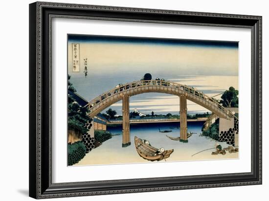 36 Views of Mount Fuji, no. 4: Through the Mannen Bridge at Fukagawa-Katsushika Hokusai-Framed Giclee Print