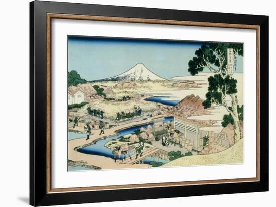 36 Views of Mount Fuji, no. 44: The Tea Plantation of Katakura in the Suruga Province-Katsushika Hokusai-Framed Giclee Print