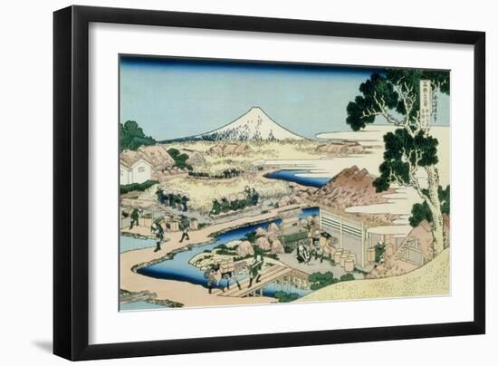 36 Views of Mount Fuji, no. 44: The Tea Plantation of Katakura in the Suruga Province-Katsushika Hokusai-Framed Giclee Print