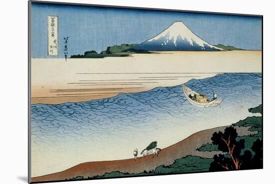 36 Views of Mount Fuji, no. 8: Tama River in the Musashi Province-Katsushika Hokusai-Mounted Giclee Print