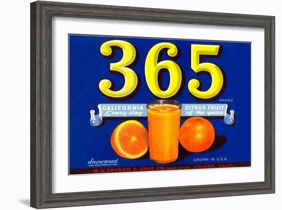 365 Orange Crate Label-null-Framed Art Print