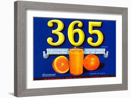 365 Orange Crate Label-null-Framed Art Print