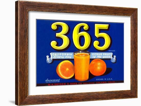 365 Orange Crate Label-null-Framed Art Print