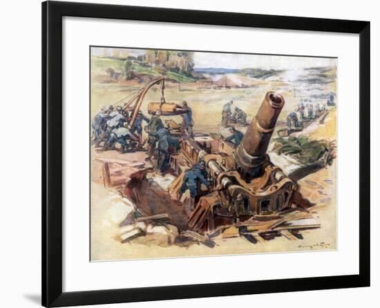 370 Mortar in Action, 1918-Henry Cheffer-Framed Giclee Print