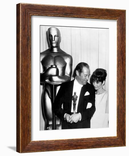 37th Annual Academy Award, 1964. Audrey Hepburn With Rex Harrison for "My Fair Lady"-null-Framed Photographic Print