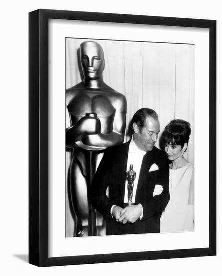 37th Annual Academy Award, 1964. Audrey Hepburn With Rex Harrison for "My Fair Lady"-null-Framed Photographic Print