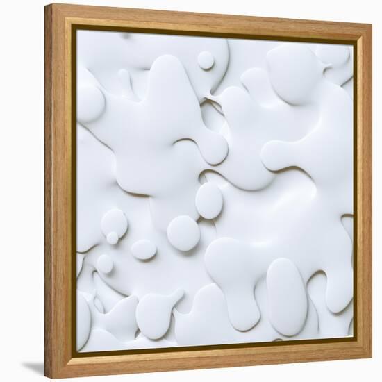 3D Abstract Wavy Background, White Paper Cut Shapes-wacomka-Framed Stretched Canvas