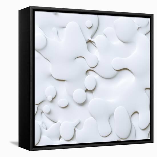 3D Abstract Wavy Background, White Paper Cut Shapes-wacomka-Framed Stretched Canvas