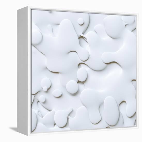 3D Abstract Wavy Background, White Paper Cut Shapes-wacomka-Framed Stretched Canvas