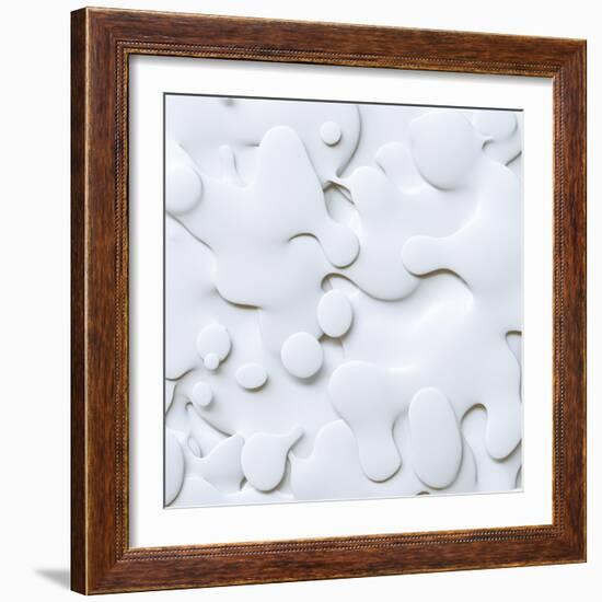 3D Abstract Wavy Background, White Paper Cut Shapes-wacomka-Framed Art Print