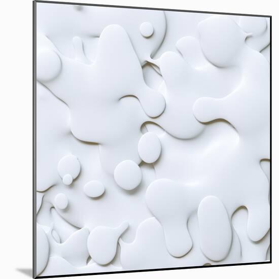 3D Abstract Wavy Background, White Paper Cut Shapes-wacomka-Mounted Art Print