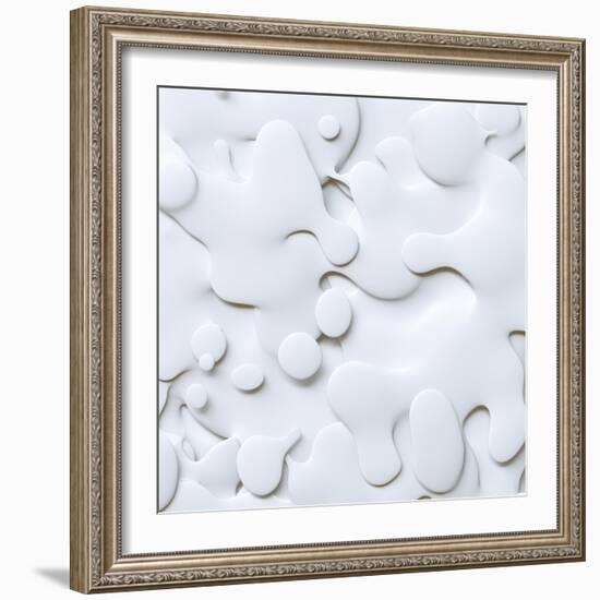 3D Abstract Wavy Background, White Paper Cut Shapes-wacomka-Framed Premium Giclee Print