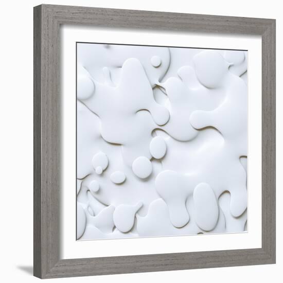 3D Abstract Wavy Background, White Paper Cut Shapes-wacomka-Framed Premium Giclee Print