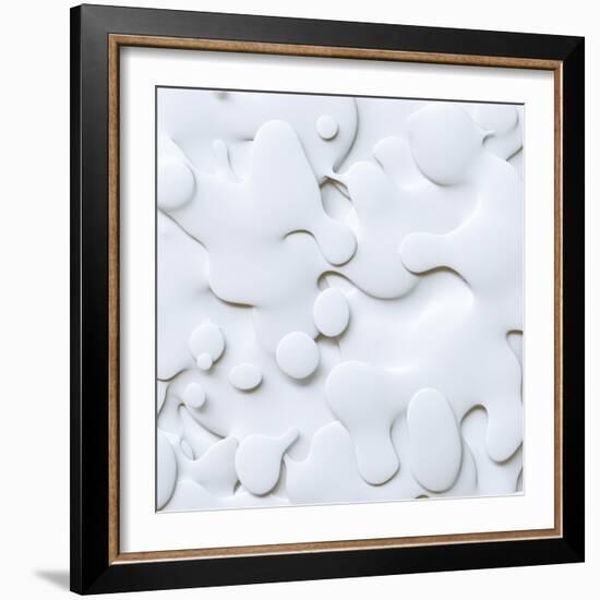 3D Abstract Wavy Background, White Paper Cut Shapes-wacomka-Framed Premium Giclee Print