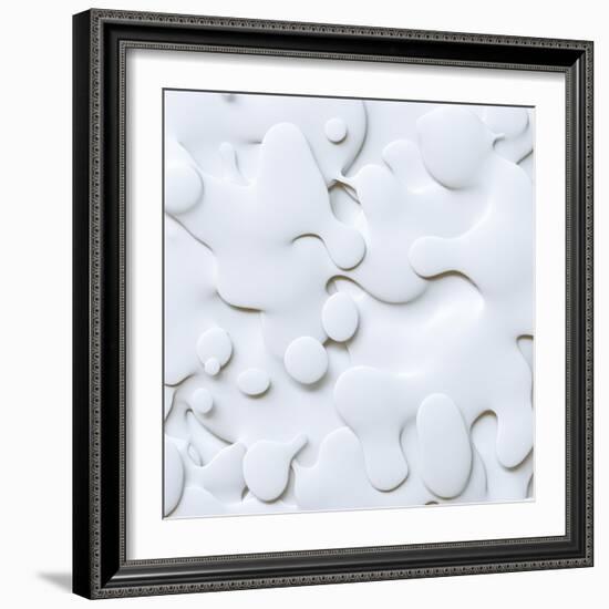 3D Abstract Wavy Background, White Paper Cut Shapes-wacomka-Framed Premium Giclee Print