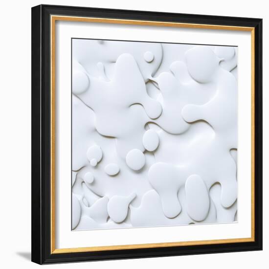 3D Abstract Wavy Background, White Paper Cut Shapes-wacomka-Framed Premium Giclee Print