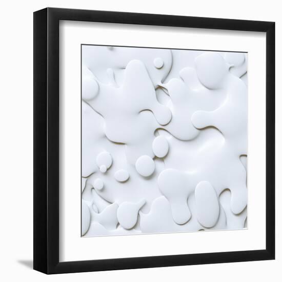 3D Abstract Wavy Background, White Paper Cut Shapes-wacomka-Framed Art Print