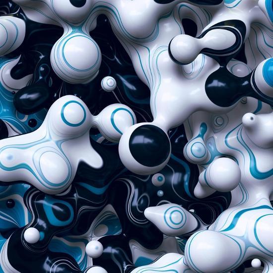 3d Abstract Wavy Bubbles Background Black White Paint Splash Fordite Shapes Art Print By Wacomka Artcom