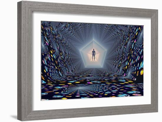 3D Concept of How Mankind Will Use Portals to Travel Through Time and Space-null-Framed Art Print