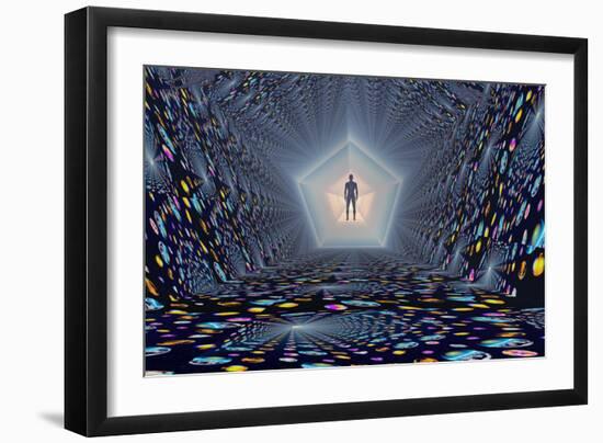 3D Concept of How Mankind Will Use Portals to Travel Through Time and Space-null-Framed Art Print