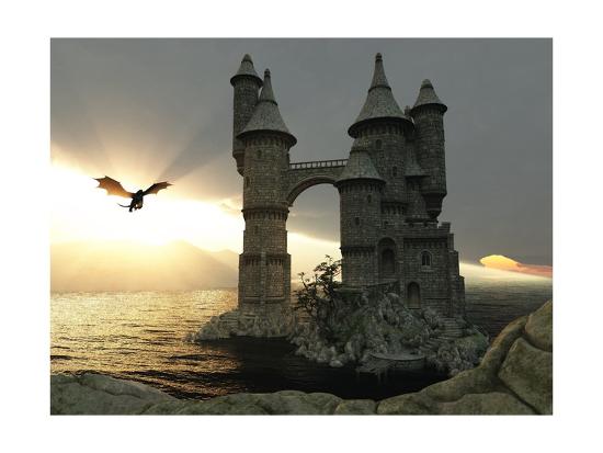 3d Illustration Fantasy Landscape With A Fairytale Castle And A Flying Dragon Art Print E71lena Art Com 3d Illustration Fantasy Landscape With A Fairytale Castle And A Flying Dragon Art Print E71lena Art Com