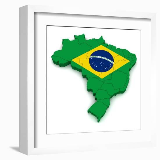 3D Map Of Brazil-vinz89-Framed Art Print