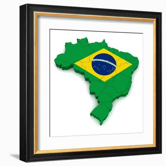 3D Map Of Brazil-vinz89-Framed Art Print