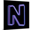 3D Neon Alphabet, Letter N Isolated On Black Background-Andriy Zholudyev-Mounted Art Print