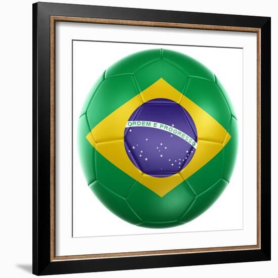 3D Rendering Of A Brazilian Soccer Ball Isolated On A White Background-zentilia-Framed Art Print