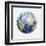 3D Rendering of a Planet Earth Golf Ball, White Background-null-Framed Art Print