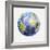 3D Rendering of a Planet Earth Golf Ball, White Background-null-Framed Art Print