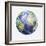 3D Rendering of a Planet Earth Golf Ball, White Background-null-Framed Art Print