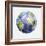 3D Rendering of a Planet Earth Golf Ball, White Background-null-Framed Art Print