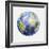 3D Rendering of a Planet Earth Golf Ball, White Background-null-Framed Art Print