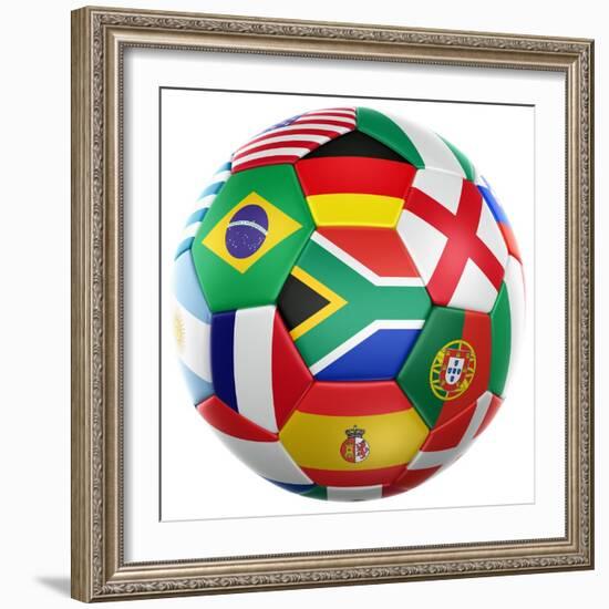 3D Rendering Of A Soccer Ball With Flags Of The Participating Countries In World Cup 2010-zentilia-Framed Art Print