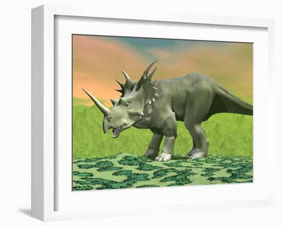 3D Rendering of a Styracosaurus Dinosaur-null-Framed Art Print