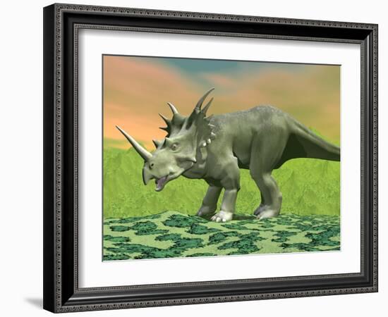 3D Rendering of a Styracosaurus Dinosaur-null-Framed Art Print