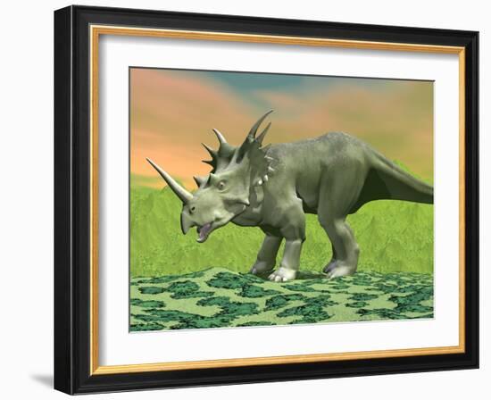 3D Rendering of a Styracosaurus Dinosaur-null-Framed Art Print