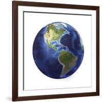 3D Rendering of Planet Earth, Centered on North America and South America-null-Framed Art Print