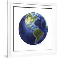 3D Rendering of Planet Earth, Centered on North America and South America-null-Framed Art Print