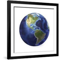 3D Rendering of Planet Earth, Centered on North America and South America-null-Framed Art Print