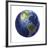 3D Rendering of Planet Earth, Centered on North America and South America-null-Framed Art Print