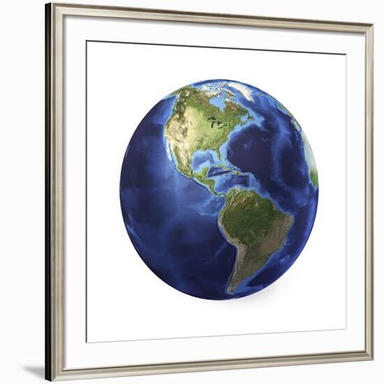 3D Rendering of Planet Earth, Centered on North America and South America-null-Framed Art Print